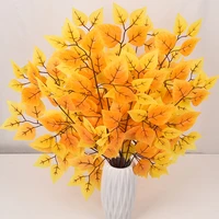 artificial yellow birch leaves gobi populus plant leaf indoor home decoration bedroom forest fall decor autumn leaf fake plant