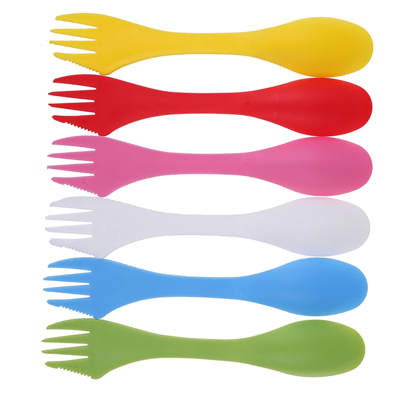 Outdoor Spork 3 In 1 Spoon Fork Cutter Travel Camping Hiking Picnic Utensils Plastic Combo Travelling Gadget Cutlery | Спорт и
