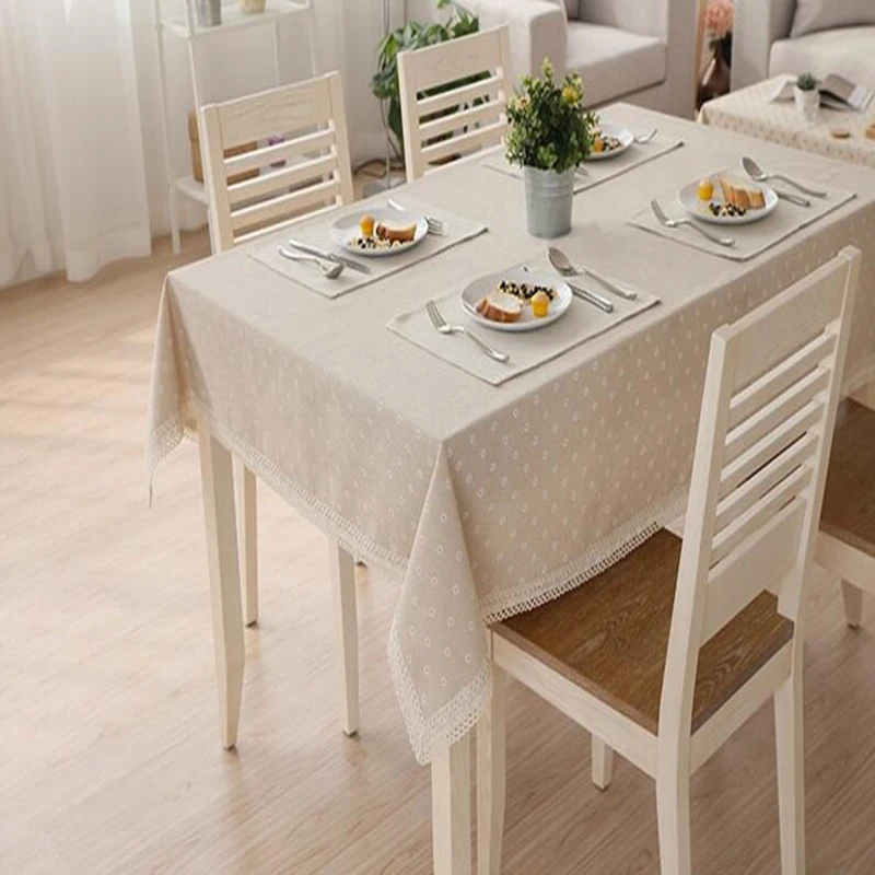 Daisy Flower Pattern Tablecloth Hot Sale Linen and Cotton Lace Edge Rectangular Table Cloth Home Hotel Textile | Дом и сад