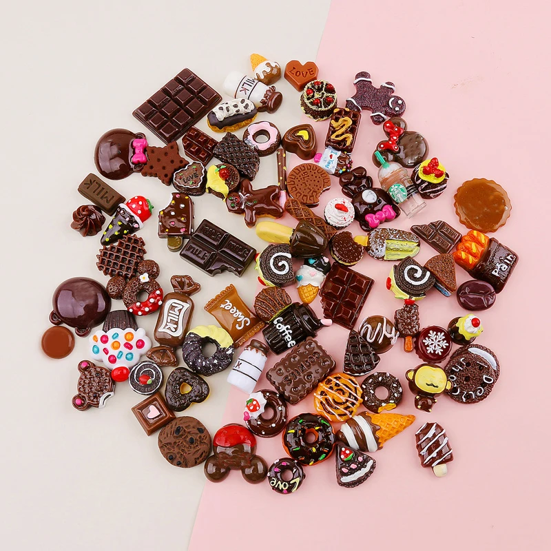 100pcs simulation food cake lot diy resin accessories toys play cream mobile phone case set material homemade party home decor free global shipping