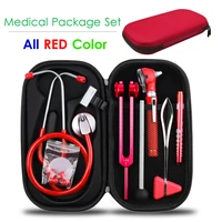 red home medical health monitor storage case kit with stethoscope otoscope tuning fork reflex hammer led penlight torch tool set