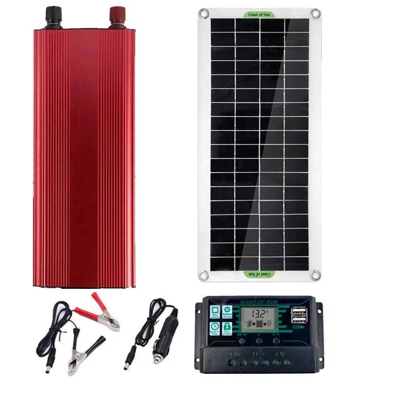 

220V Solar Panel Controller Kit Solar Power System Solar Panel 30W 10A/30A/60A/100A Charge Controller 2000W Solar Inverter Kit