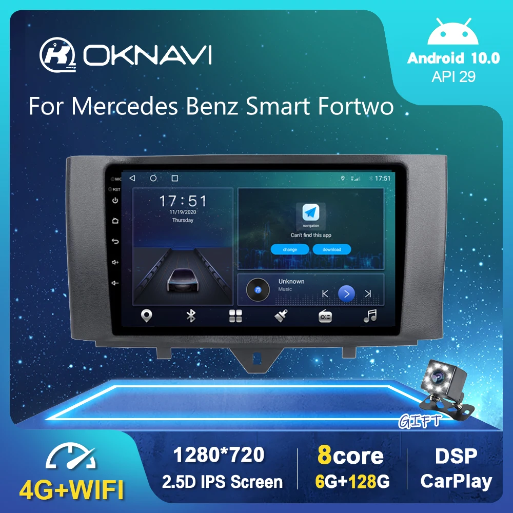 

Android 10 Car Radio Video Player For Mercedes Benz Smart Fortwo 2011-2015 Auto Multimedia GPS Stereo DSP Carplay 4G No 2din DVD