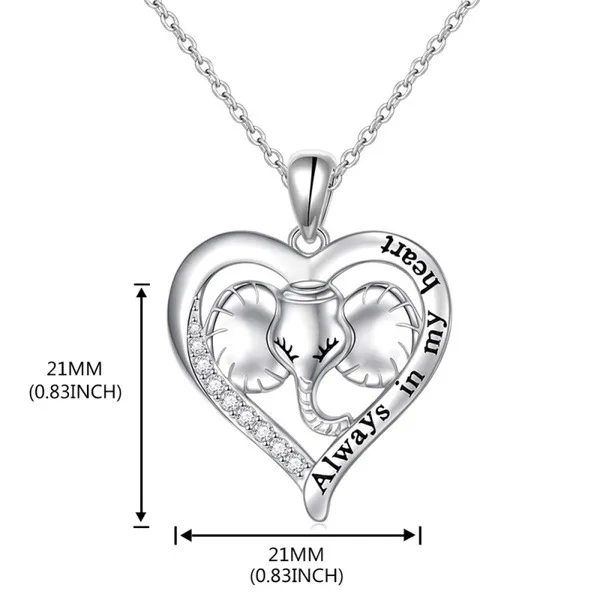 

Cute Female White Crystal Pendant Necklace Rose Gold Silver Color Chain Necklaces For Women Punk Heart Elephant Wedding Necklace