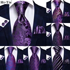 Галстук дизайнерский фиолетовый цветочный полосатый Пейсли Шелковый Свадебный галстук для мужчин ручные запонки подарок мужской галстук для вечеринки бизнеса дропшиппинг