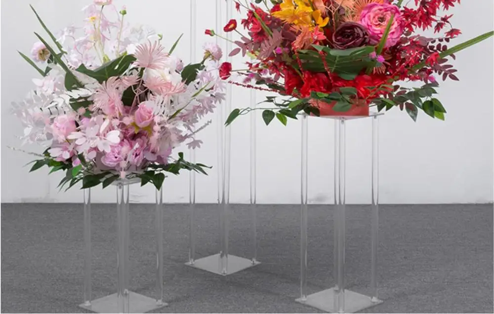 

Wedding props transparent crystal square column wedding stage welcome area window decoration geometric shelf acrylic Guide