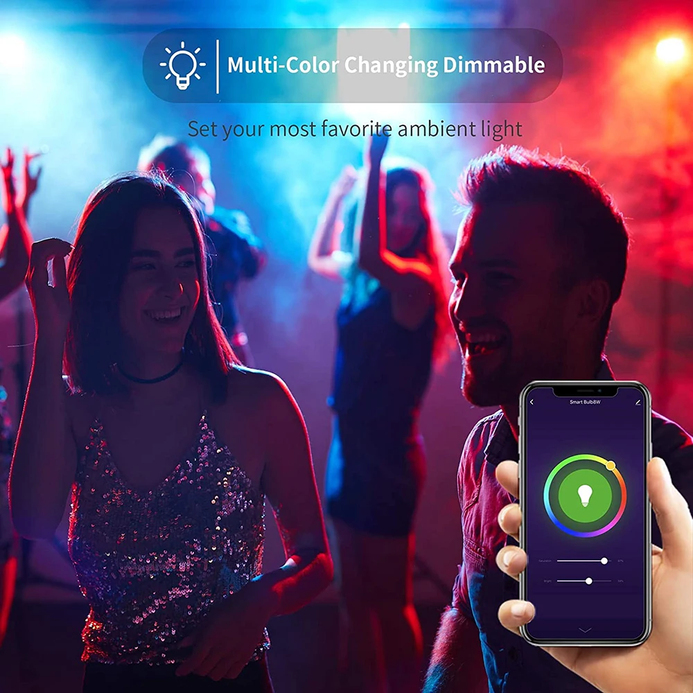 Умная светодиодсветильник лампочка Tuya E27 B22 приглушаемый ночник RGB + CW с Wi-Fi Bluetooth