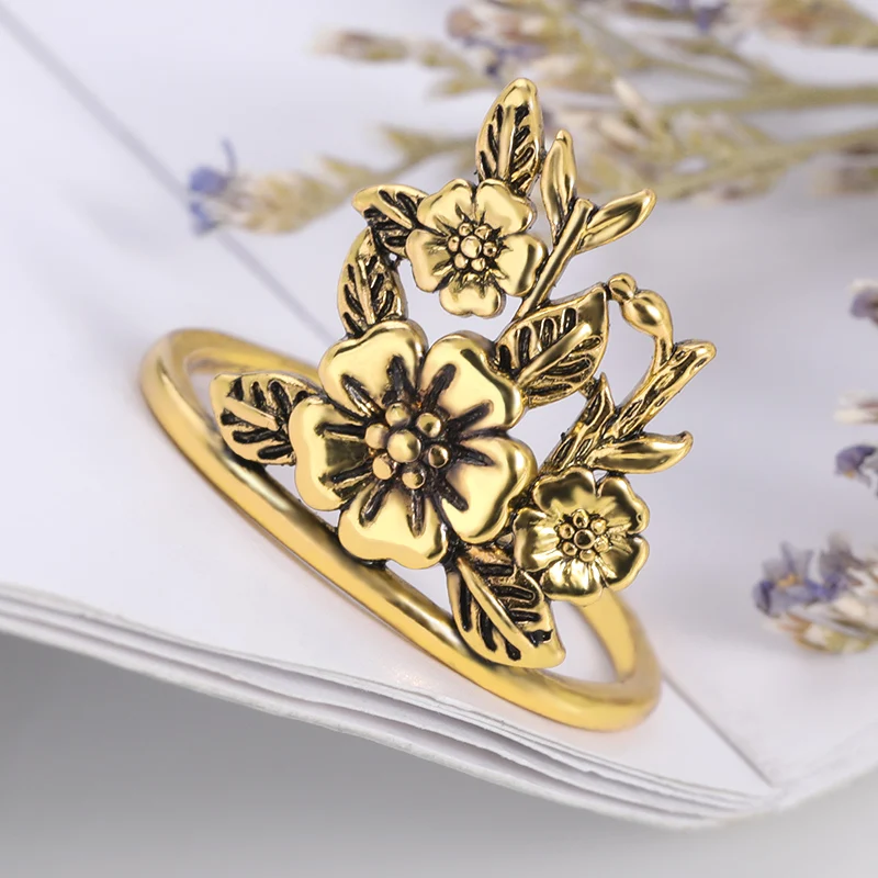 Женское кольцо в виде листьев с цветами | Украшения и аксессуары