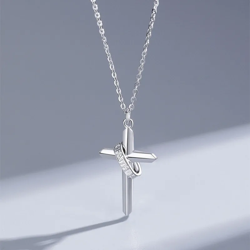 

Новое поступление, ожерелье с подвеской в виде креста «сила веры» для мужчин, серебристый цвет, медный цвет, дропшиппинг