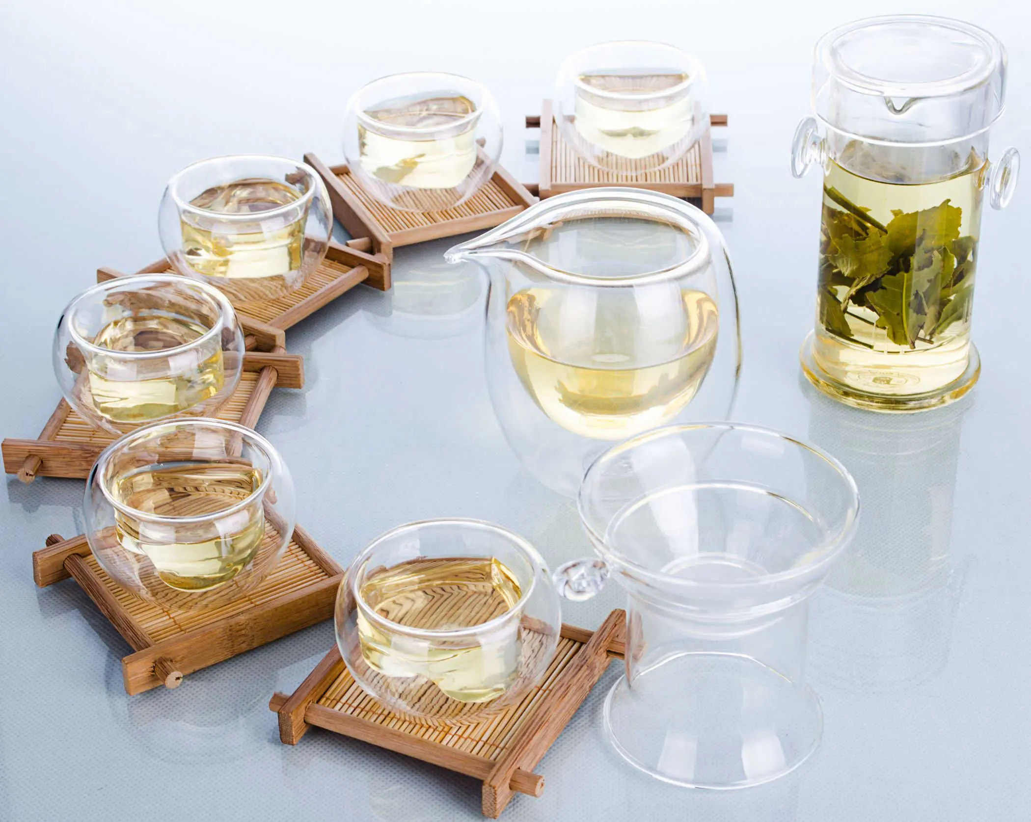 1 х кунг фу набор кофейного чая стеклянные двойные ручки для уха чайный горшок +