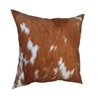 Коричневая коровья наволочка из коровьей кожи, декоративный чехол для подушки из коровьей кожи с животным мехом, декоративная подушка для автомобиля с двусторонним принтом