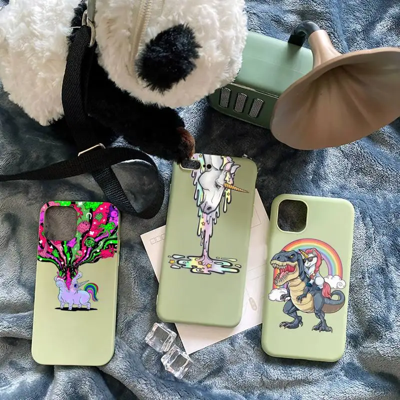 

Unicorn Sacred Magic Animal Phone Case Green Color For iPhone 13 12 11 Mini Pro Max X XR XS 8 7 6 Plus Cover Funda
