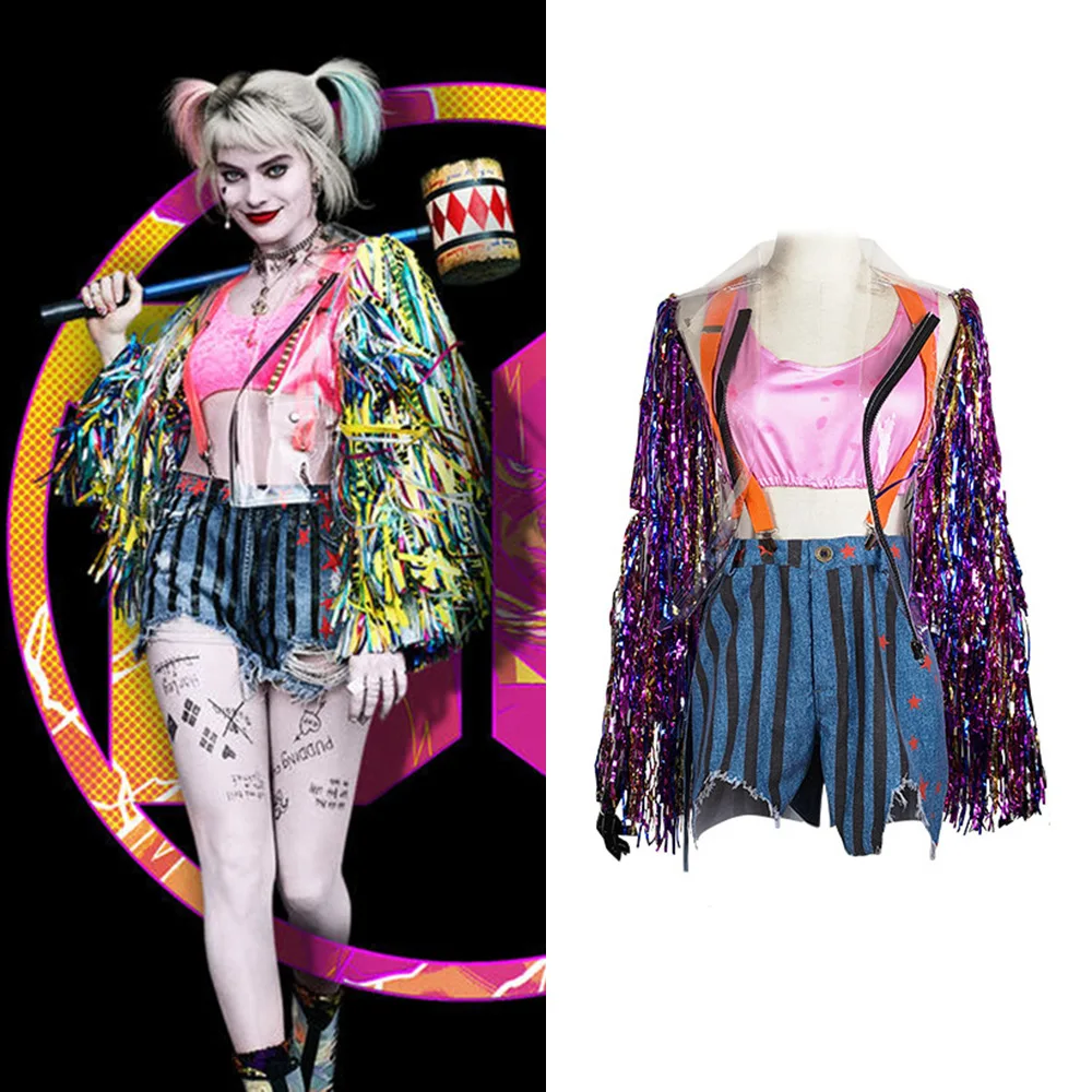 Хищные птицы: и Фантазийная эмация одного блейзера Harley Quinn костюм для косплея Quinnne