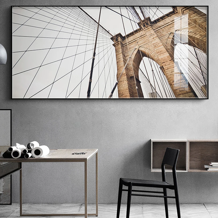 

Черно-белые архитектурные художественные картины на холсте Современные Плакаты для моста здания принты настенные картины для гостиной дом...