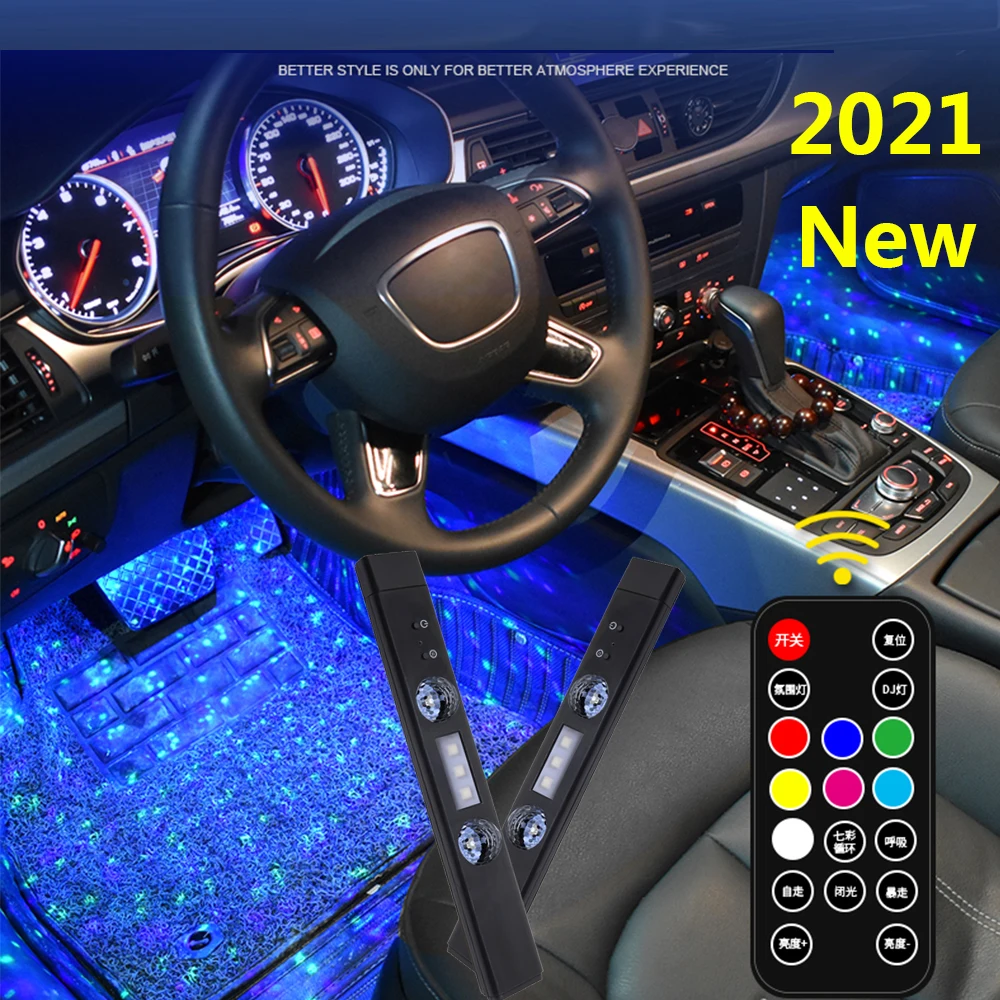 

Car Led Interior Ambient Light Wireless Floor Foot Lamp RGB Strip Decorative Music Sound Control USB Charging Remote