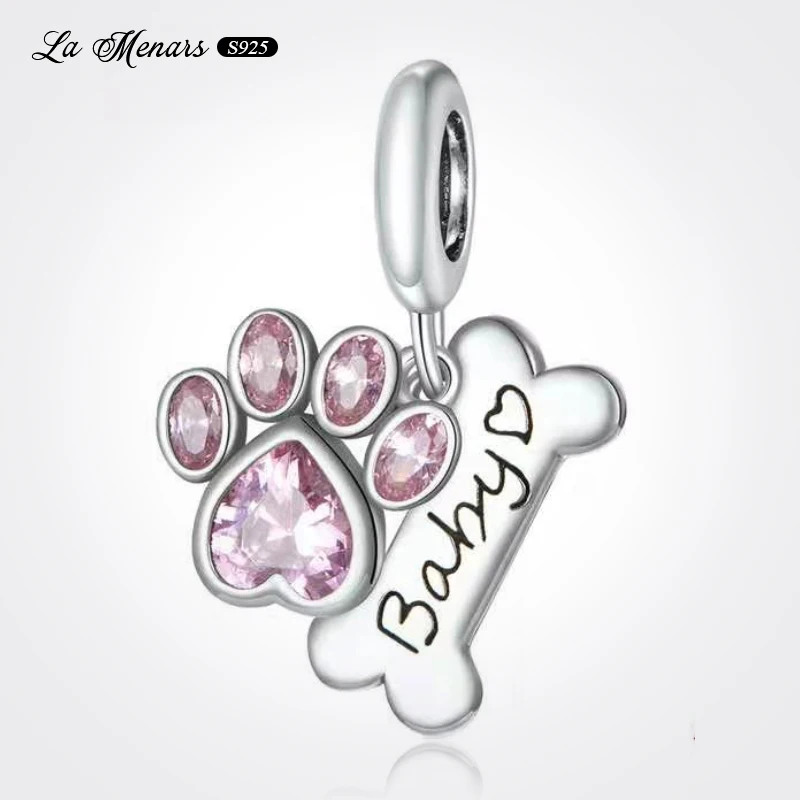 

La Menars New Dog Claw Baby Bead Genuine Silver Plating Women Jewelry DIY Making Fit Original Pandora Charm Bracelet