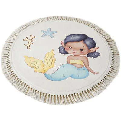 구매 한국 스타일 원형 카펫 만화 사랑스러운 소녀 거실 침실 술 두꺼운 바닥 매트