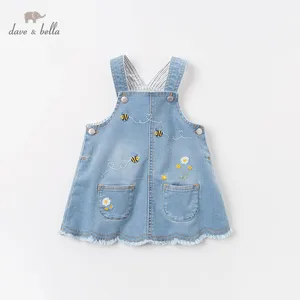 DBM12843 dave bellaвесеннее платье с карманами и цветочным принтом для маленьких девочек праздвечерние чное платье на бретелях в стиле Лолиты одежда для малышей