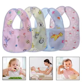 1PC Baby Bib Waterproof Cartoon Cute Buckle Bandana Burp Saliva Towel Boys Girls Feeding Apron Bib Infant Children Supplies