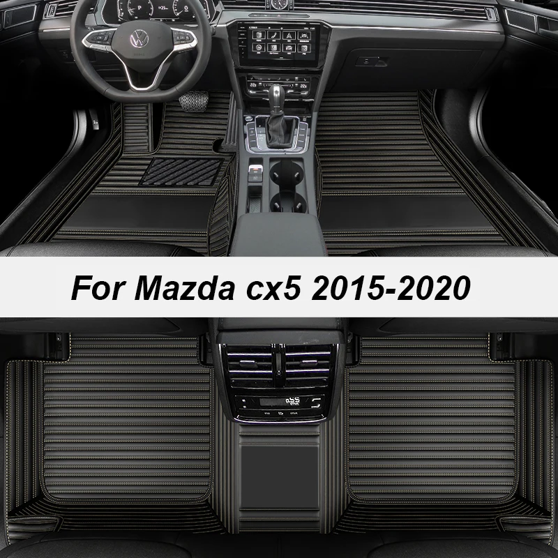 

Custom 5 Seats Leather Luxury Auto Car Mats With Pockets Floor Carpet Rugs For Mazda cx5 2015 2016 2017 2018 2019 accessories