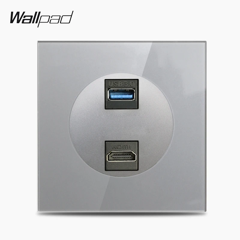 Wallpad L6 HDMI USB 3 0 передача данных электропроводка розетка серая кристальная