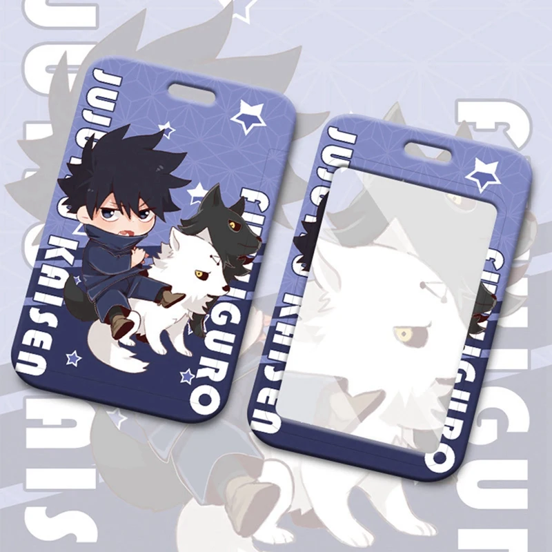 

Anime Jujutsu Kaisen Card Holder Cute Figures Gojou Satoru Itadori Yuji Printed Case Pull Push Protective Cover for ID Bus Card