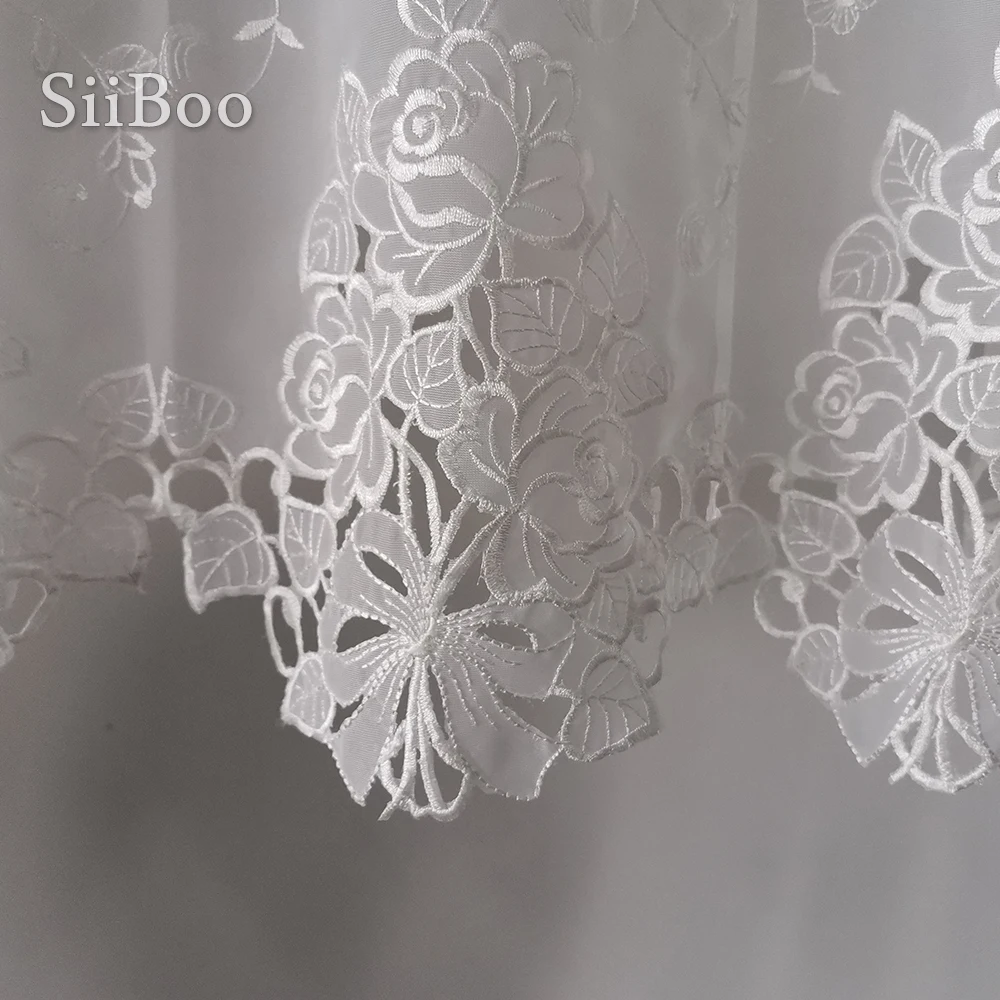 Белые кружевные полузанавески с цветочной вышивкой тюлевые занавески для эркера