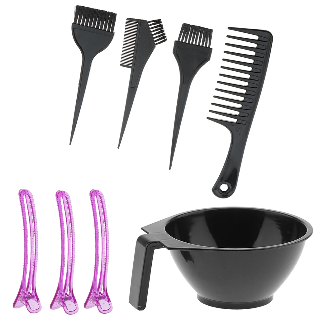

Hair Coloring Kit Dyeing Bowl Brush Comb Salon Hair Sectioning Clips Hairdressing Dye Tool Black Hair Coloring Dyeing Kit