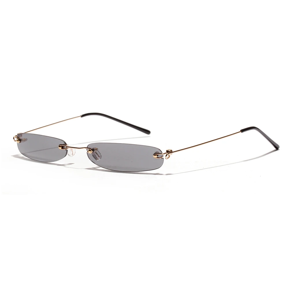 

Veshion Tiny Narrow Rectangle Sunglasses Women Rimless 2021 Candy Color Thin Small Sun Glasses for Men Clear Lens Uv400