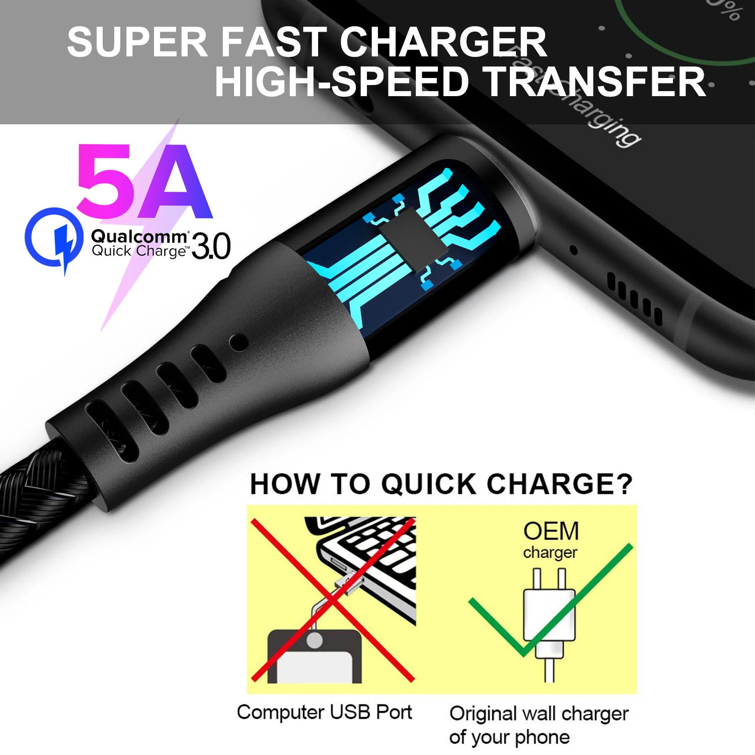 Venroii usb type C кабель SuperCharge для huawei P20 mate 10 20 30 P30 Pro Quick Charge 3,0 4,0 USB C кабель для Honor Nova 5 USBC