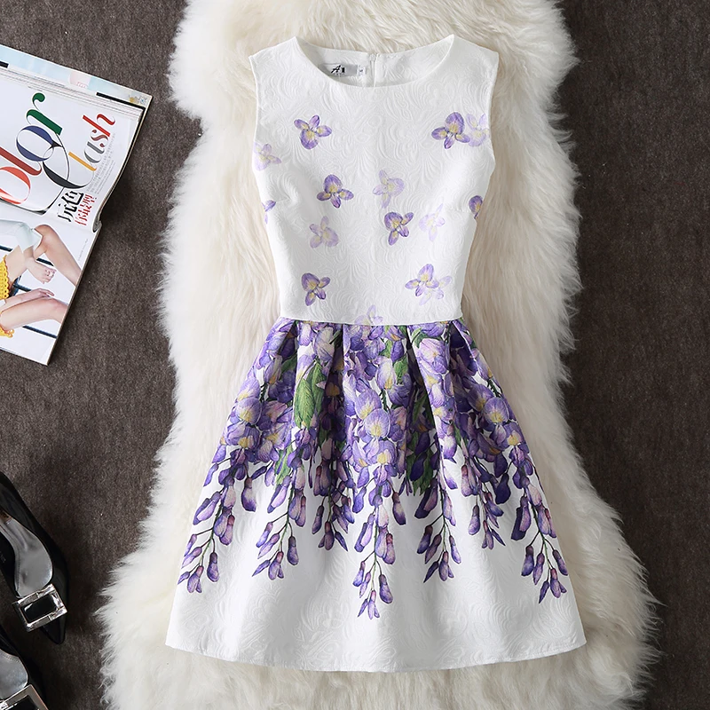 

Sexy sleeveless Dress Women Summer Vintage Vestidos Mujer Slim Casual Beach Print Mini Dress Elegant A-line Ladies Party Dresses