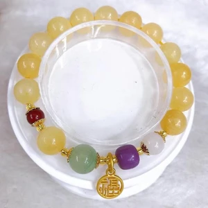 10mm  jade bracelet  bracelet with purple cloud mother  cinnabar  Hotan jade white agate  14K Fupai Pendant  Charm Bracelets