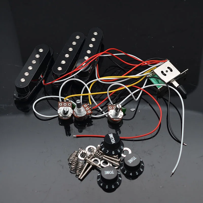 elektrische gitarre pickup kabelbaum prewired 5 weg schalter 2t1v sss pickup für st elektrische gitarre schwarz weiß free global shipping