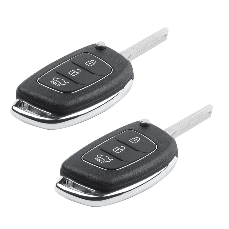 

2X Flip Key Shell fit for HYUNDAI ix45 Santa Fe Remote Key Case Fob 3-Button Black