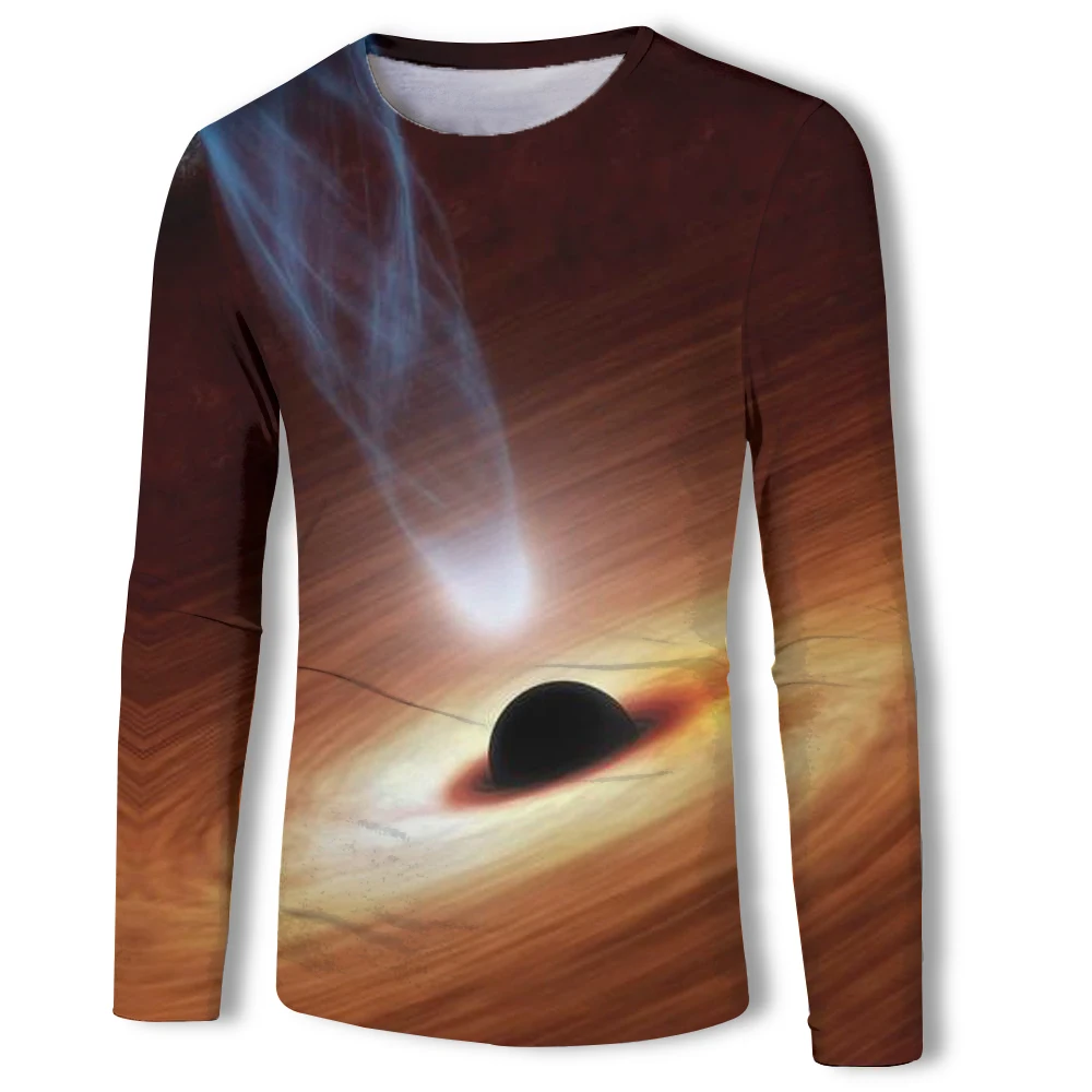 Черная Мужская футболка с длинным рукавом и 3d принтом Повседневная модная