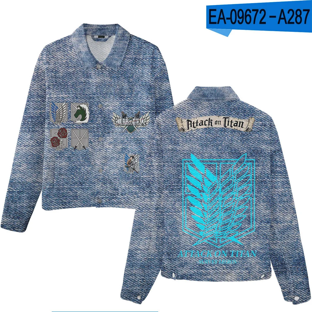 

Attack on The Giant Jacket 3D Digital Printing New Fashion Cloth Men's and Women's Denim Jacket Japanese Hooded Clothes L37