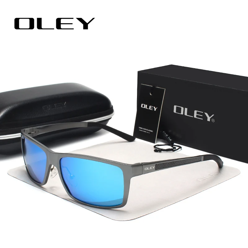 Y7160 C4 BOX OLEY Brand Men's Vintage Square Sunglasses Polarized UV400 Lens Eyewear Accessories Male Sun Glasses For Men/Women Y7160 - Цвет линз: Y7160 C4 BOX