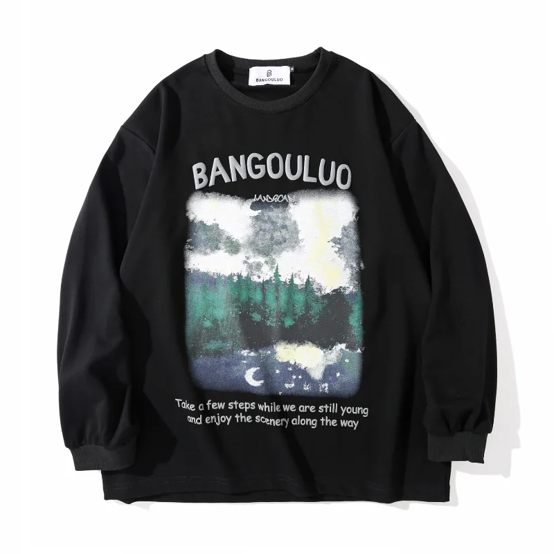 

Hip Hop Men's Sweatshirt Printed Hoodie New Pullover Streetwear Oversize Sweatshirts Sweat Vintage Male Clothes Korean Clothing