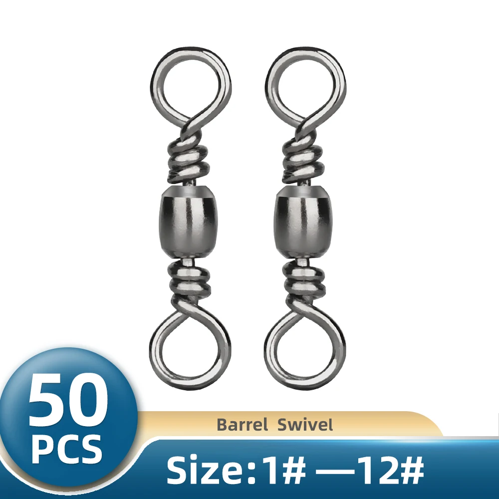 TIANNSII 50шт. Рыболовный бочонок Подшипник Катящийся Свивель Кольцо Из Нержавеющей Стали Рыболовные Крючки Приманки Соединитель.
