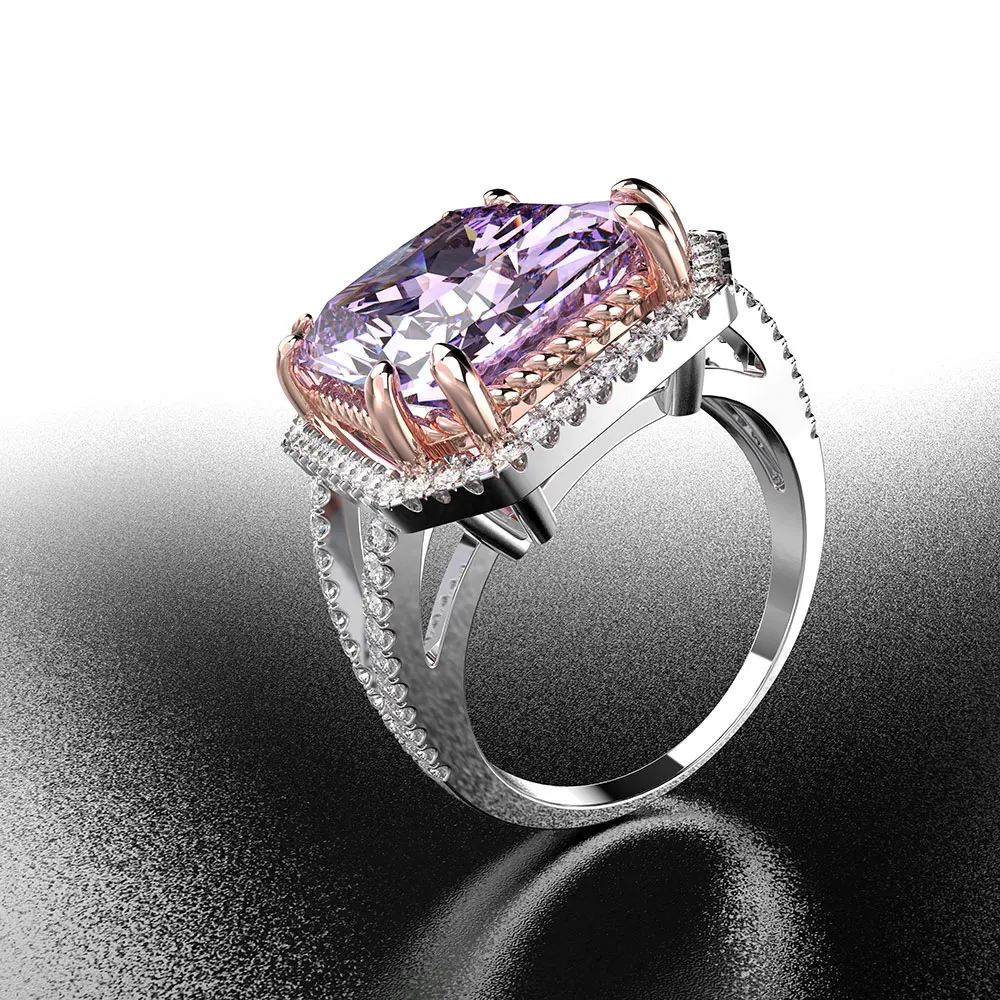 Purple Wong Rain винтажный стерлингового серебра 925 искусственный муассанит драгоценный камень на день рождения обручальное кольцо ювелирных изделий - Цвет камня: Purple