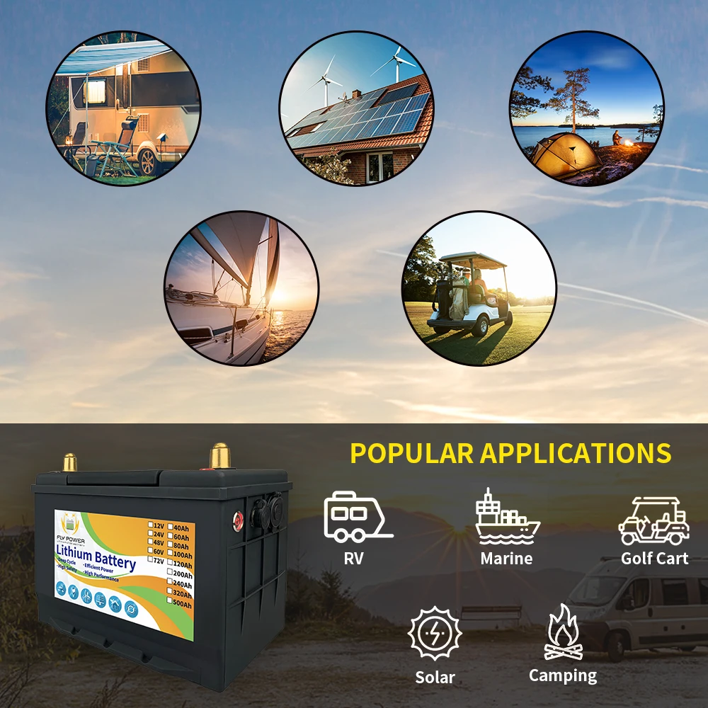 Аккумуляторы LifePo4 12 в 80 ач с BMS литиевым железом для гольф тележек жилых