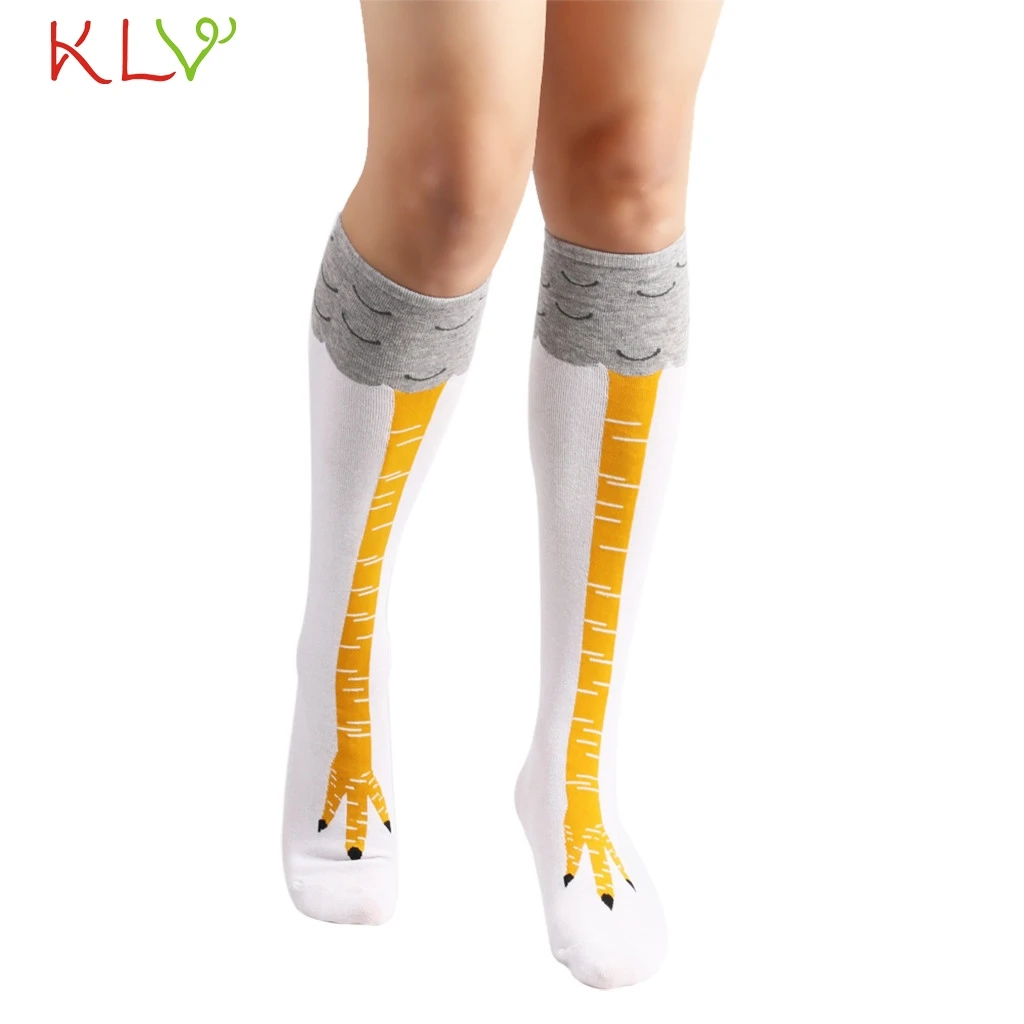 Носки женские и мужские забавные Длинные носки с 3D принтом куриных ножек для
