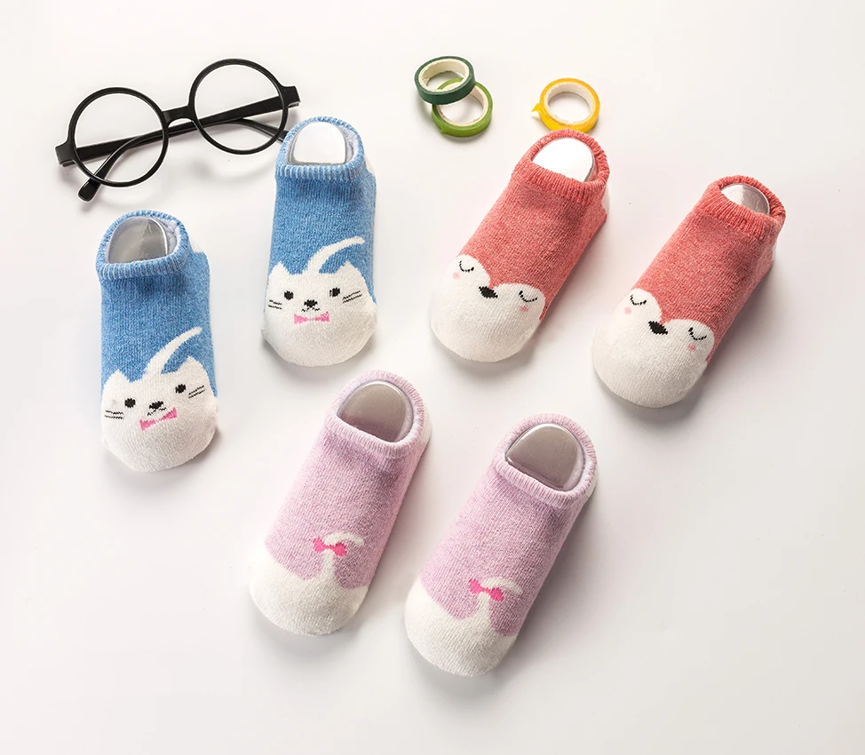 

2021 Winter 1-6Y Children Thick Cotton Terry Soft Socks 3Pairs/lot Baby Boy Girl Cute Indoor Warm Socks