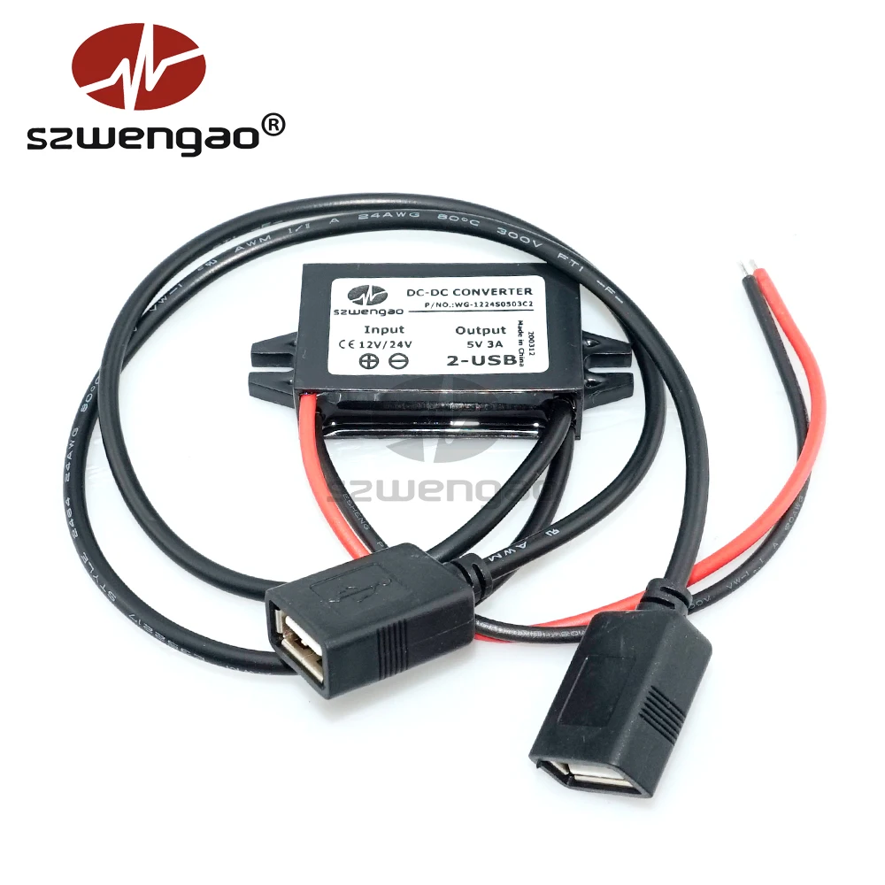Зарядное устройство USB szwengao DC-DC 12 В 24 до 5 3 А 15 Вт с понижающим преобразователем