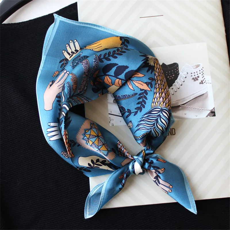 Платок POBING из 100% чистого шелка для женщин квадратный шарф с цветочным принтом