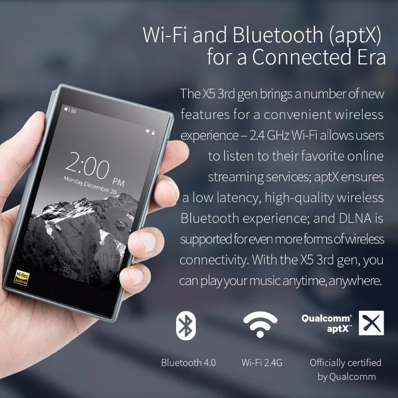 

X5III X5 3nd Gen Android MP3 HIFI Lossless Music Player Balanced Output Bluetooth Audio AK4490 DSD 32G DAC WIFI APTX