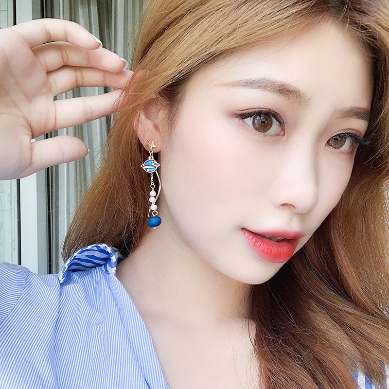 Стразы асимметричные серьги звезда Луна милые kpop модные ювелирные изделия 2020