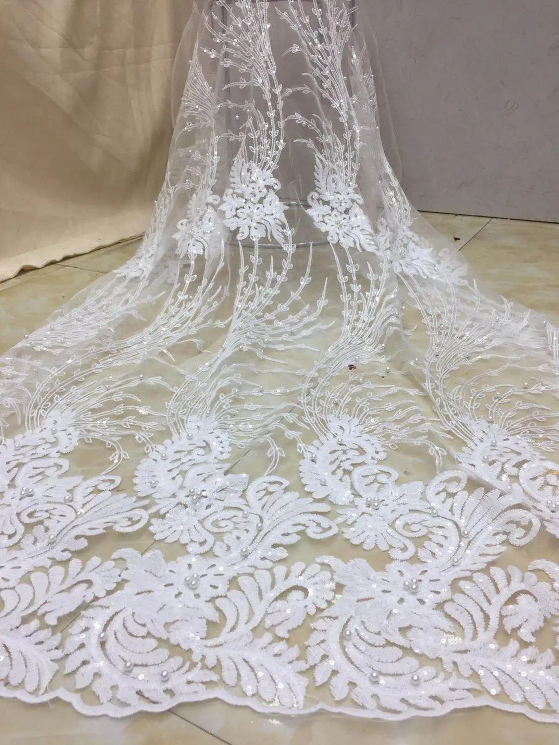 Высококачественная нигерийская 3D Свадебная кружевная ткань серое новейшее