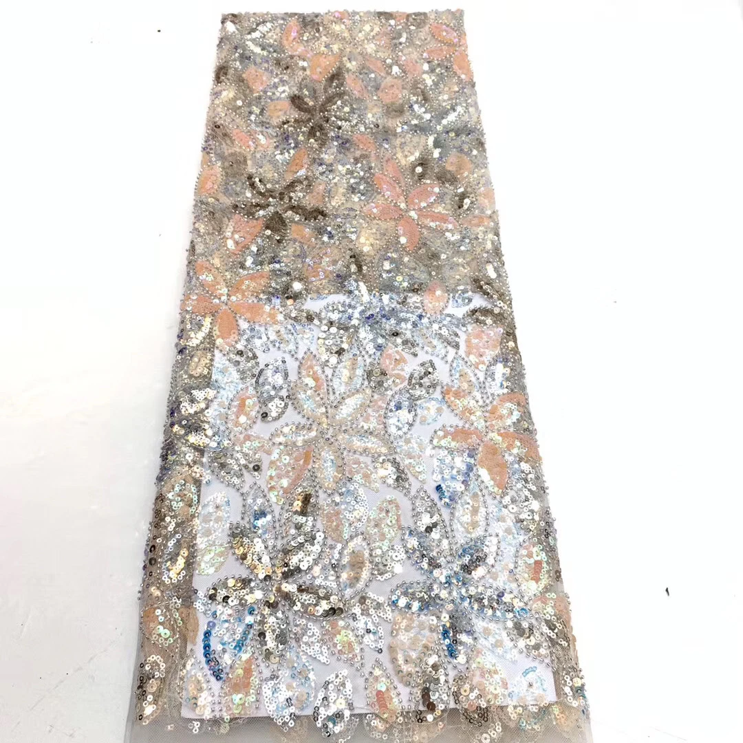 

African lace fabric 2020 high quality lace Nigeria sequined lace fabric embroidered French lace fabric for women ZX3690