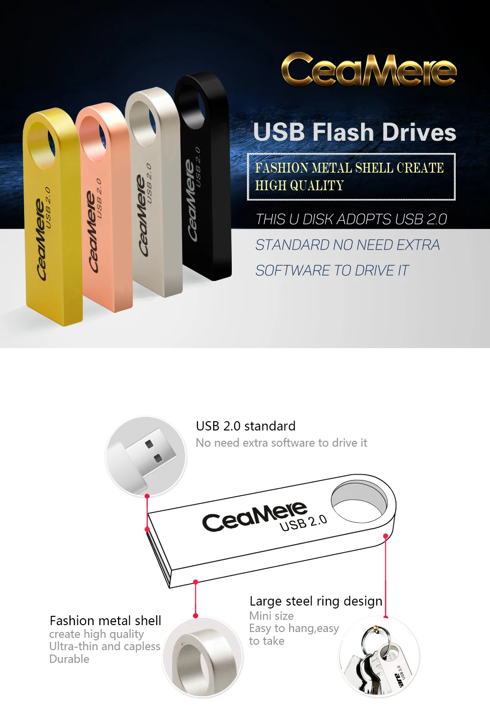 CEAMERE C3 USB флеш-накопитель 16 Гб/32 ГБ/64 Гб/128 ГБ флеш-накопитель Флешка флеш-диск USB 2,0 карта памяти USB диск 4 цвета настоящий